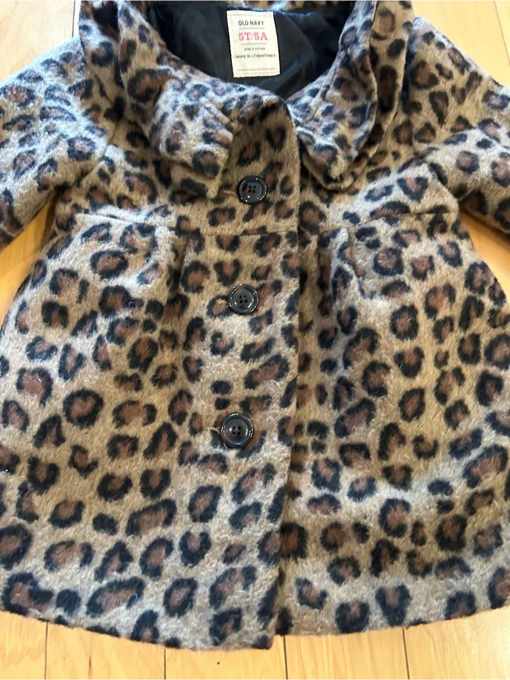 Old Navy Girls' Leopard Print Peacoat - Brown & Black